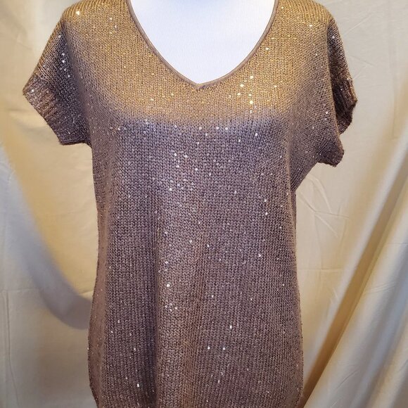 i jeans by Buffalo Sweaters - I Jeans by Buffalo Sequin Neutral V-Neck Sweater SZ SM